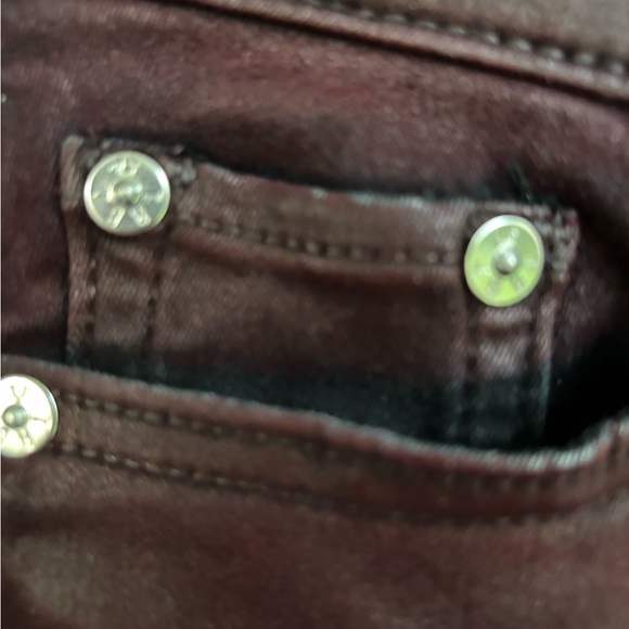 True Religion Halle super skinny  shiny maroon jeans - Picture 5 of 8